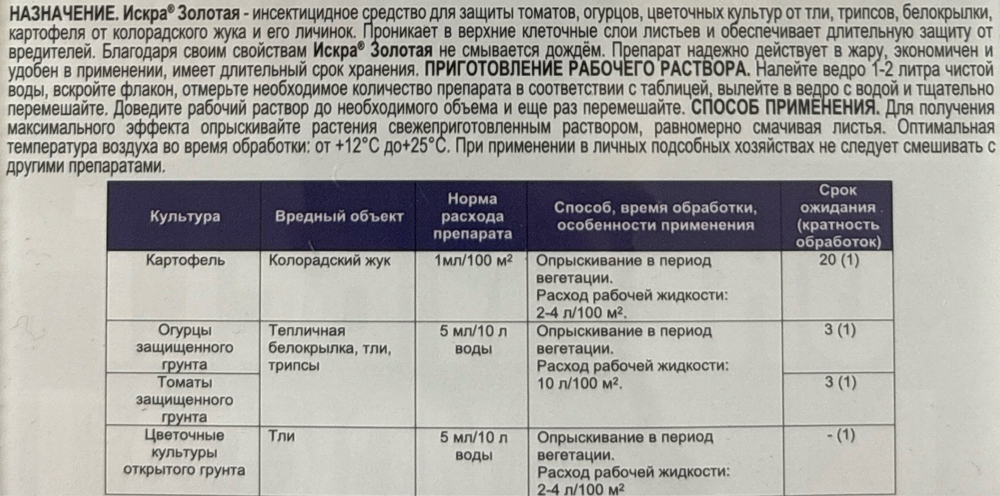 Искра Золотая 10 мл от кол.жука, тли, белокрылки