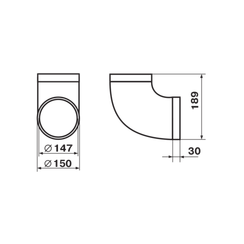 Колено круглых каналов Zernberg DN150 мм 90 градусов пластик 17014