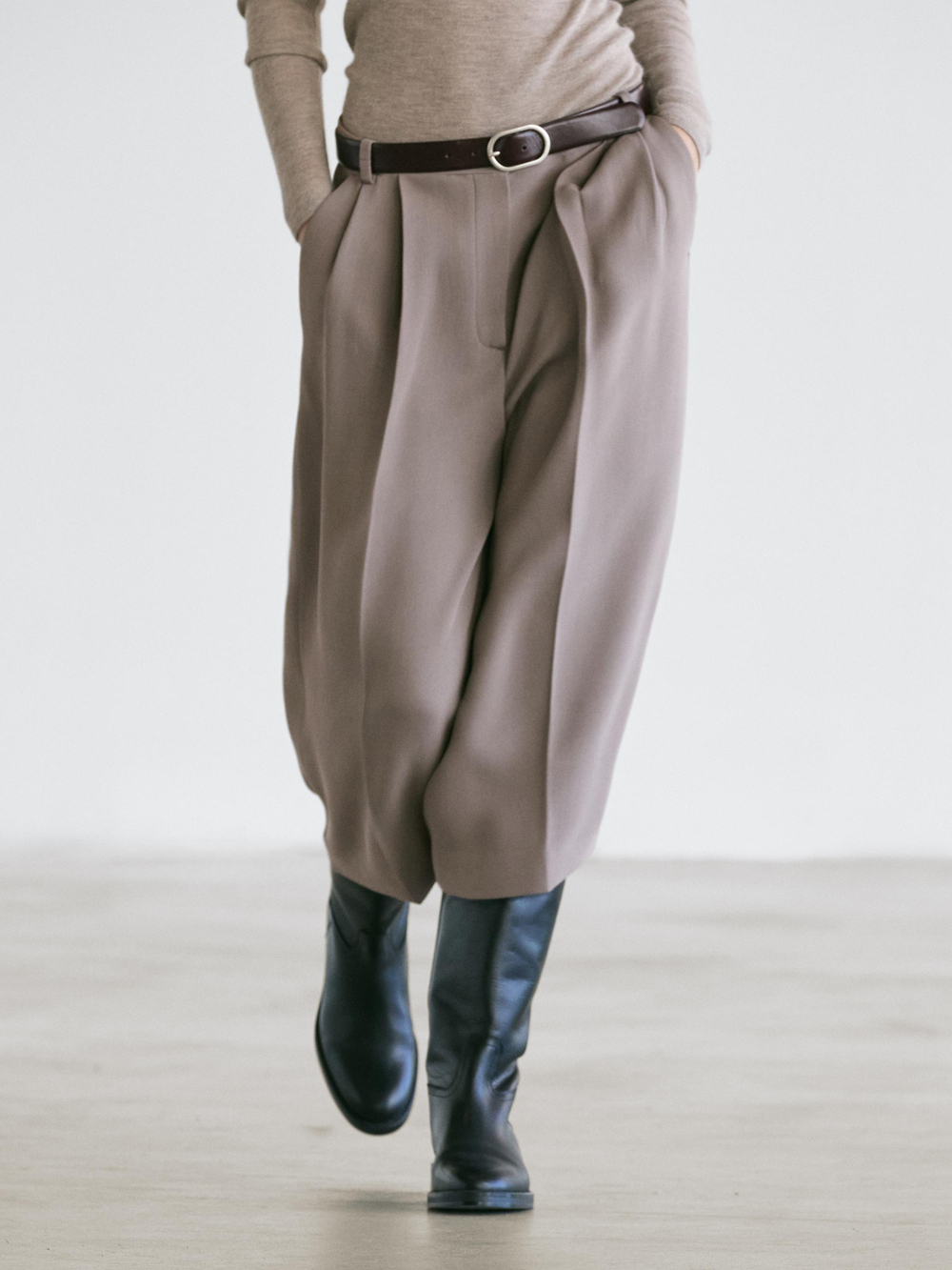 Massimo Dutti Длинные струящиеся бермуды с широкими штанинами, коричневый