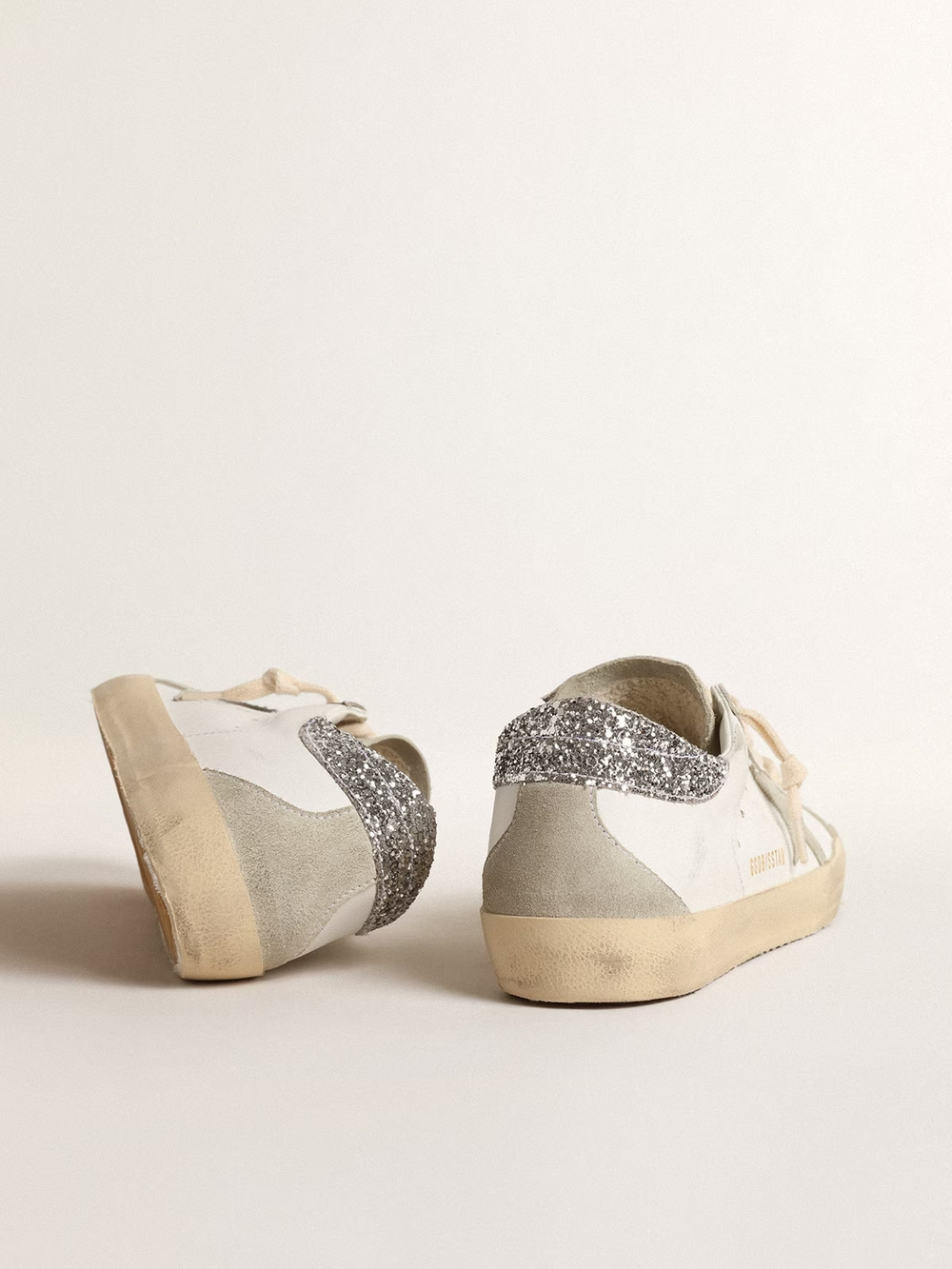 Super Star with gray star and silver glitter heel tab