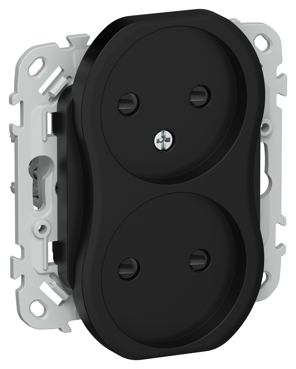 FLITE Розетка 2-местная без заземления с защитными шторками 10А РСш02-0-ФлЧ черный IEK