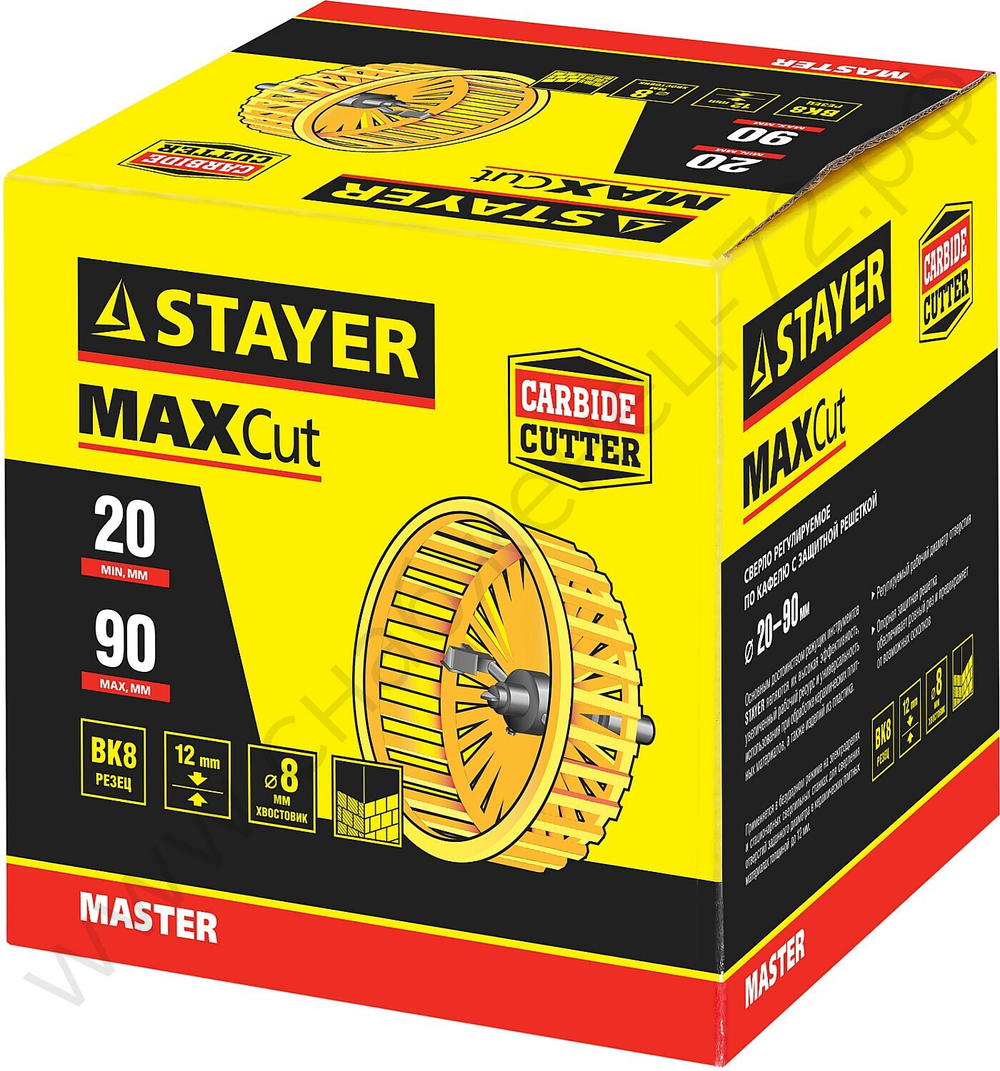 STAYER 20-90 мм, Регулируемое сверло с защитной решеткой по кафелю и керамике ″Балеринка″ (33342)