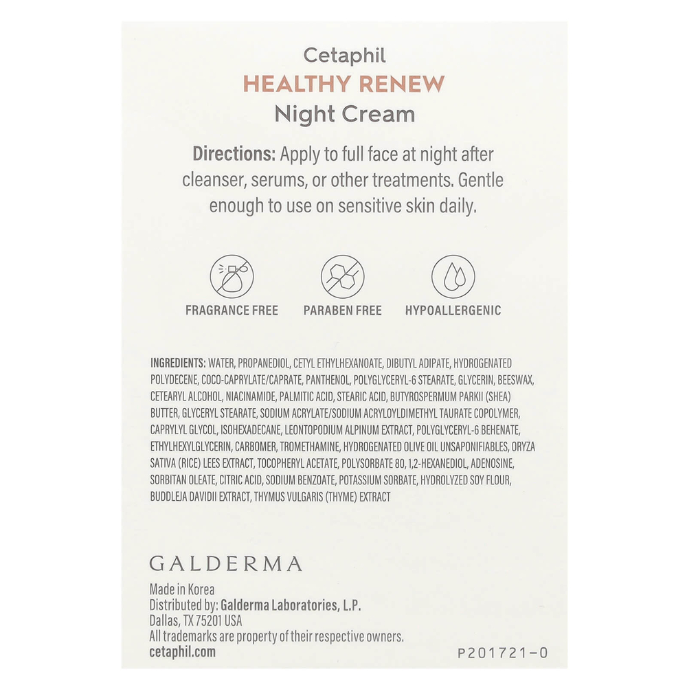 Cetaphil, Healthy Renew, ночной крем, без отдушки, 48 г (1,7 унции)