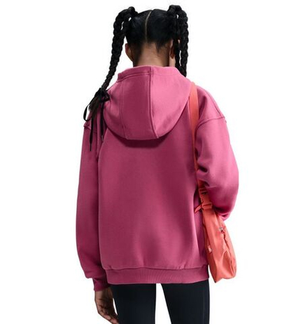 Кофта для девочки теннисная Nike Kids Sportswear Club Fleece Oversized Full Zip - sweet beet/white