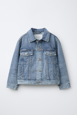 ZARA БАЗОВАЯ ДЖИНСОВАЯ КУРТКА, СИНИЙ