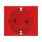 Розетка силовая 2Р+Е, со шторками, «Viva», 2 мод., красная