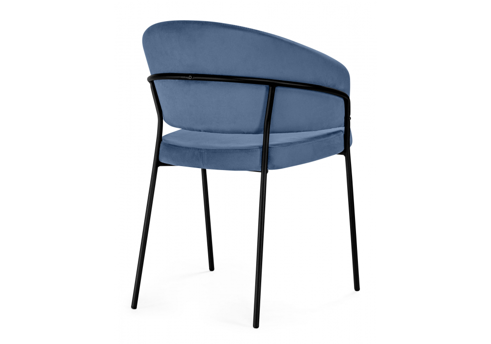 Стул на металлокаркасе Woodville Лео синий Brendy Classic Blue 08, черный, ножки черные