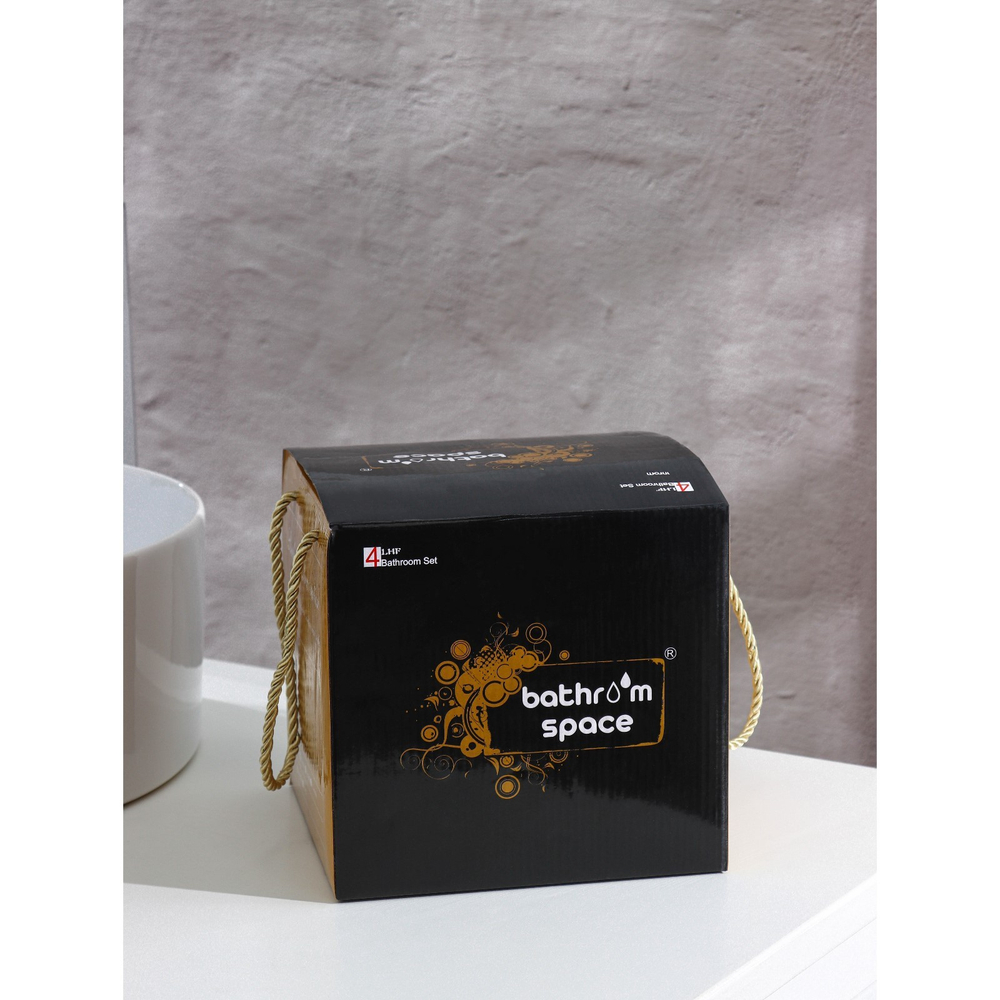 Набор для ванной, 4 предмета (2 стакана, дозатор для мыла, подставка) бежевый