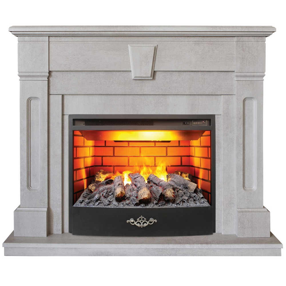 Электрокамин RealFlame Kellie 25,5/26 WT цвет белый камень с очагом 3D Firestar 25,5