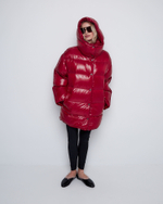 Пуховик со съемным капюшоном из нейлона Монклер вишня