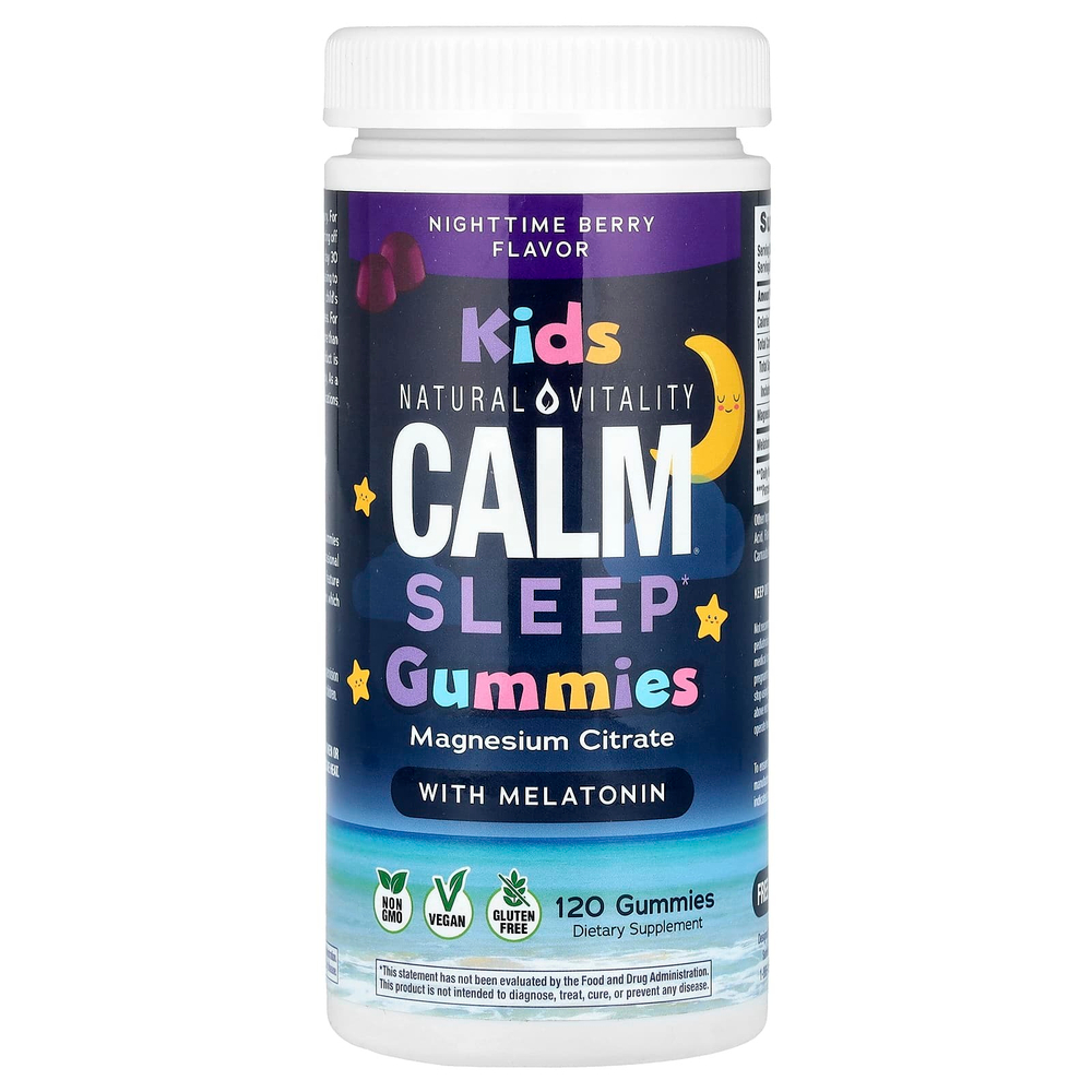 Natural Vitality, CALM®, детские жевательные мармеладки с мелатонином, ночные ягоды, 120 жевательных таблеток