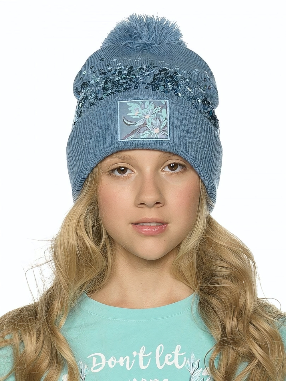 Шапка для девочек р-р (52-53, Джинс(10))