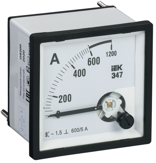 Амперметр аналоговый Э47 600/5А класс точности 1,5 96х96мм IEK