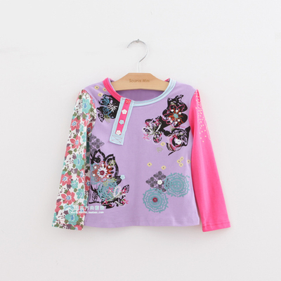Лонгслив детский с принтами цветов и вышивкой