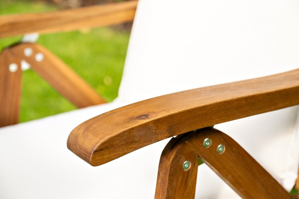 Кофейная группа из акации Joygarden КАРО с высокими стульями, слоновая кость