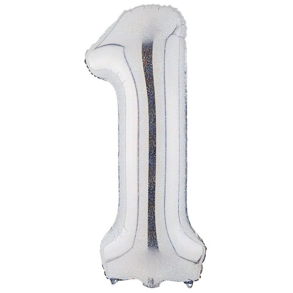 Шар ЦИФРА 1 Silver блеск 40" 102 см