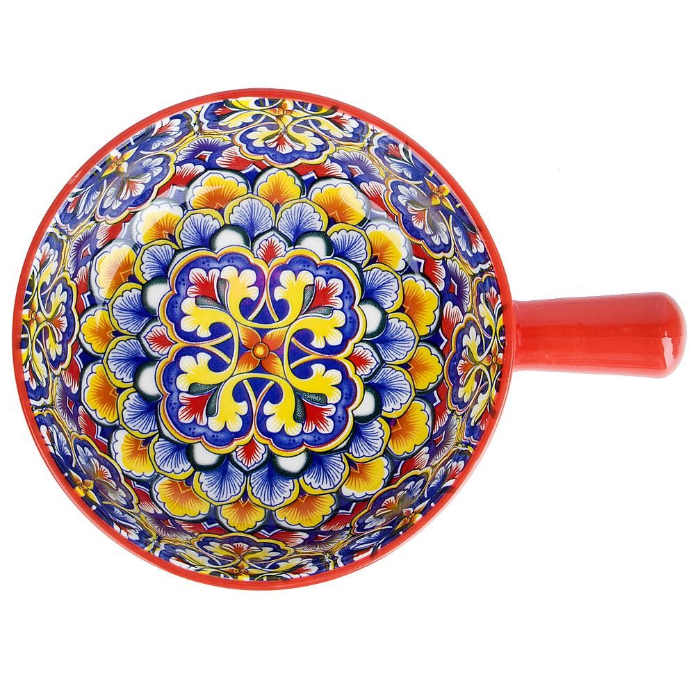 Кокотница с ручкой " " (красный) 21,5х16х5,8см v=700мл (подарочная упаковка)