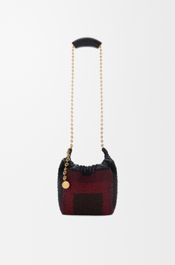 Loewe Мини-сумка-мешок Squeeze из кожи с бисером, черный/бордовый