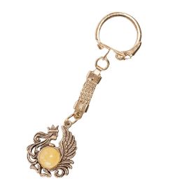 AM- 657 Брелок «Знак зодиака-Дева» (латунь, янтарь) нов.