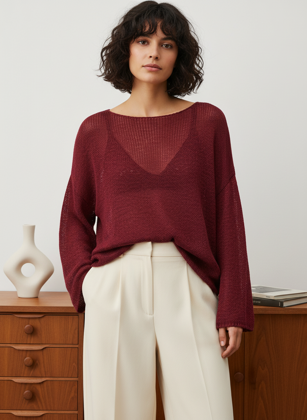 Свитер длинный паутинка тонкий Oversize большие размеры