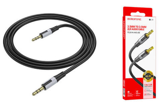 Шнур AUX  3,5мм 1,0м черный Jack Borofone BL19-BL #48824