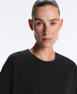 Oysho Boxy футболка с короткими рукавами из смесового хлопка, черный