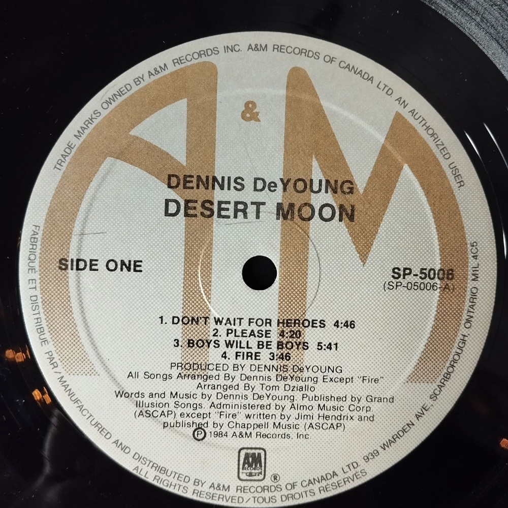 Винтажная виниловая пластинка LP Dennis DeYoung Desert Moon (Canada 1984)