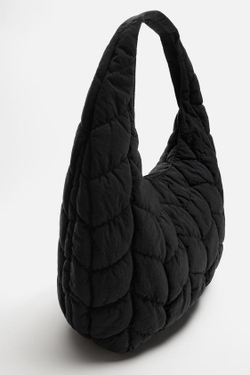 ZARA СТЕГАНАЯ НЕЙЛОНОВАЯ СУМКА, ЧЕРНЫЙ