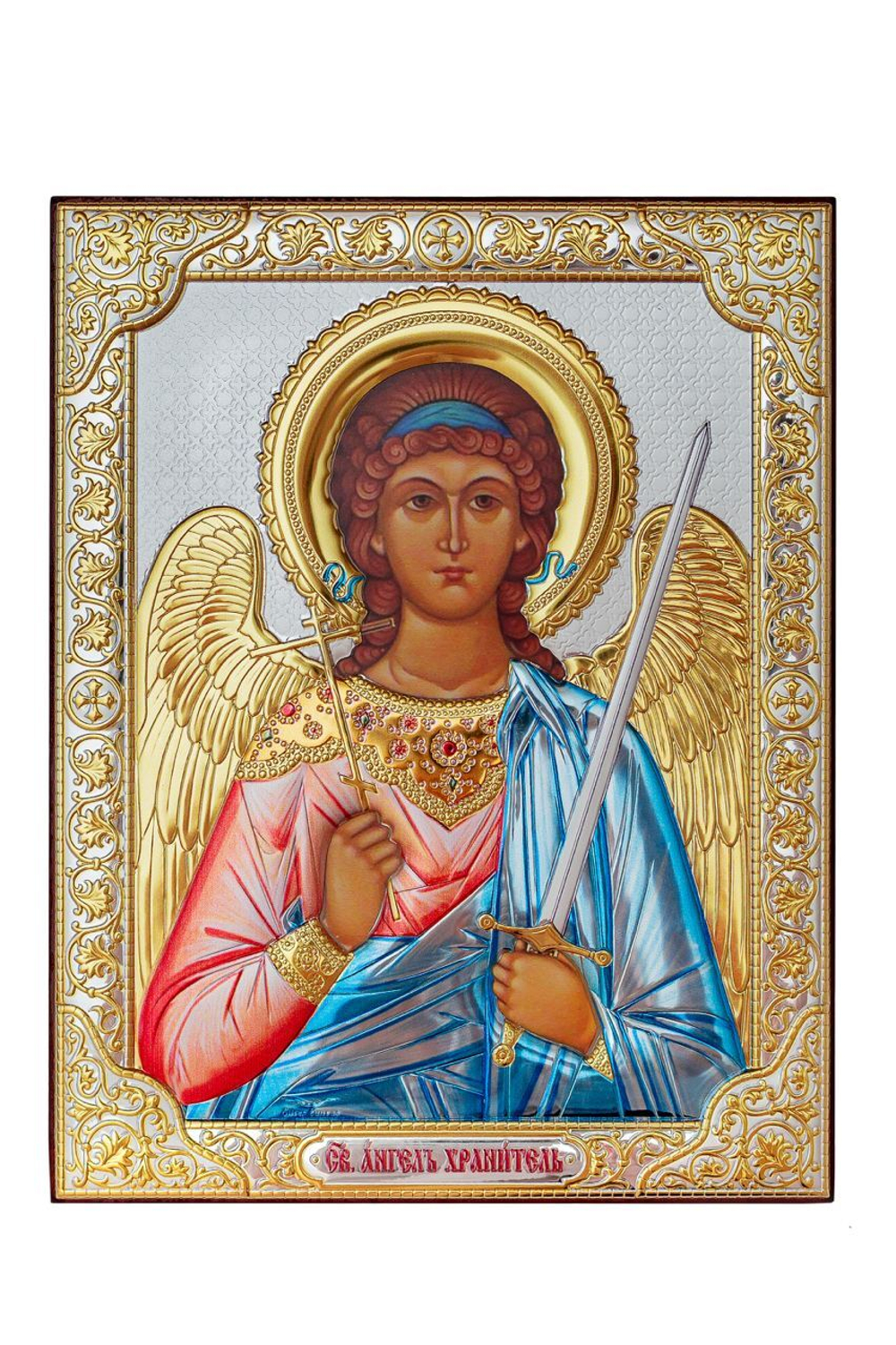 Ангел Хранитель, икона прямоугольная без рамки, красное дерево, эмаль 150х200