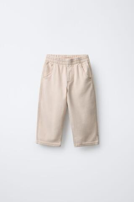 ZARA БРЮКИ BAGGY ЭЛАСТИЧНЫЕ СО СТРОЧКОЙ, ЭКРЮ