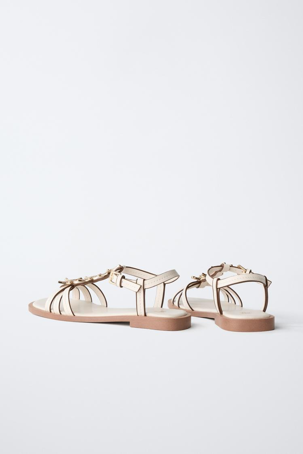 ZARA БОСОНОЖКИ «ЗВЕЗДЫ», ЭКРЮ