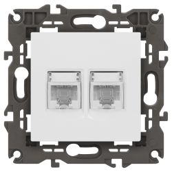 14-3108-01 ЭРА Розетка 2хRJ45, IP20, белый | Elegance Белый