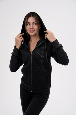 Женская тостовка NEBBIA  845 Women's Classic Zip-Up Hoodie INTENSE Signature Black