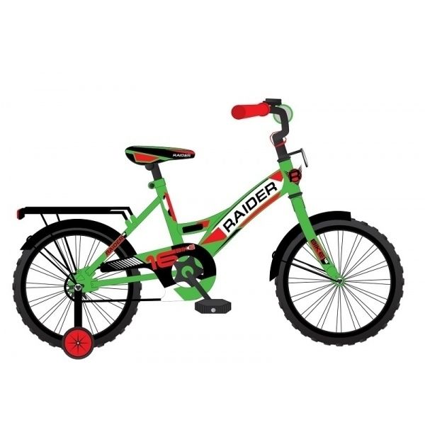 Велосипед детский 12&quot; gw-тип, страх.кол., звонок, зелен./черн. raider