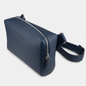 Сумка поясная Slash из кожи теленка, синего цвета