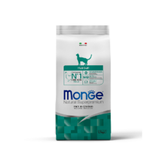 Сухой корм Monge Cat Daily Line Hairball для кошек, для выведения шерсти, из курицы 1,5 кг