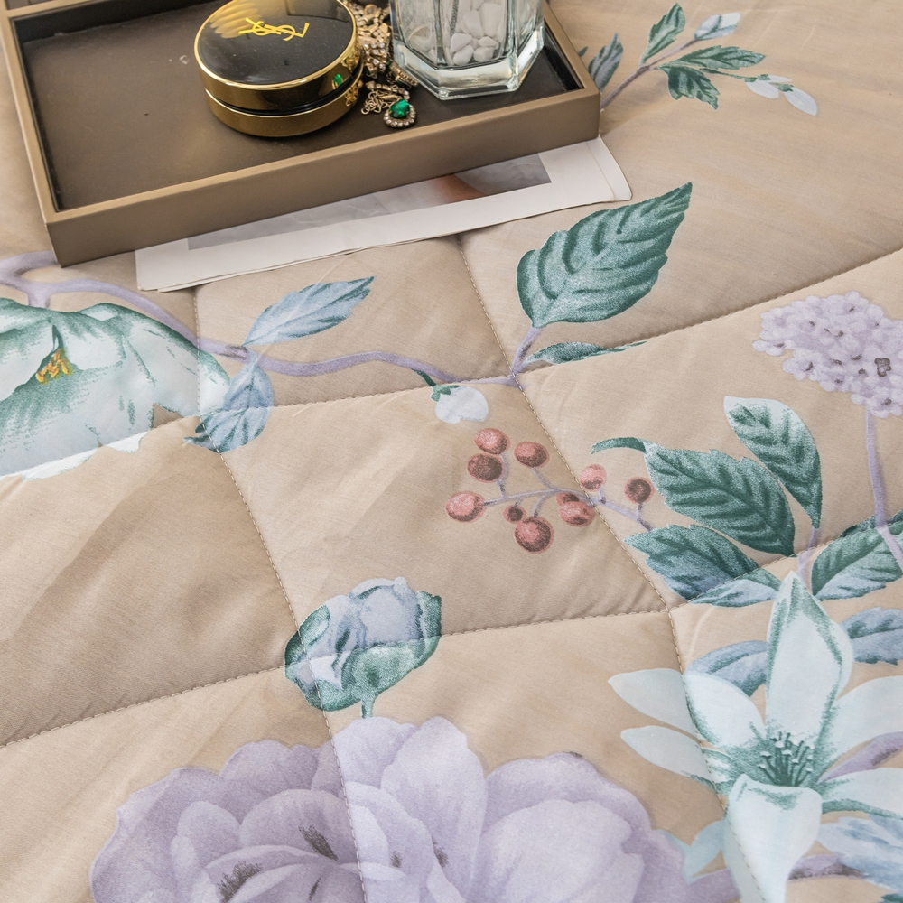 Комплект постельного белья Сатин с Одеялом 100% хлопок на резинке OBR136