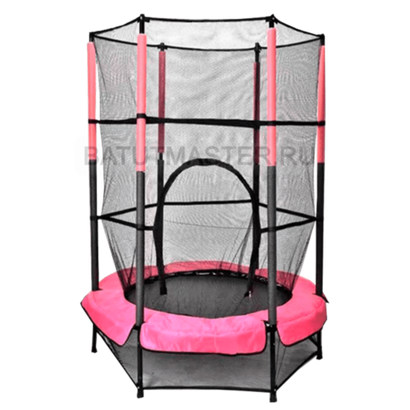 Детский батут с сеткой, диаметр 4,6 фт, розовый