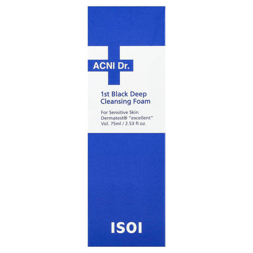 isoi, ACNI Dr. 1st Black, пенка для глубокого очищения, для чувствительной кожи, 75 мл (2,53 жидк. унции)
