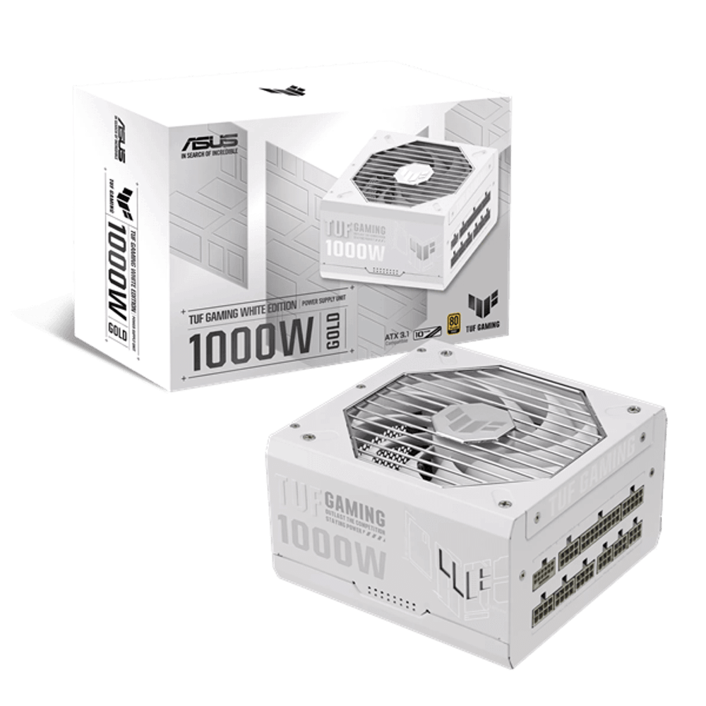 Блок питания ASUS 1000W, TUF Gaming 1000W Gold White Edition, Full Modular, TUF-GAMING-1000G-WHITE
