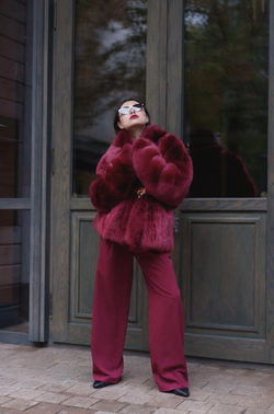 Дубленка двусторонняя бургунди