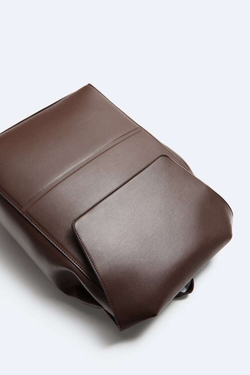 ZARA РЮКЗАК С КЛАПАНОМ, КОРИЧНЕВЫЙ