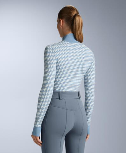 Oysho Бесшовная термофутболка базового слоя из жаккардового трикотажа, голубой