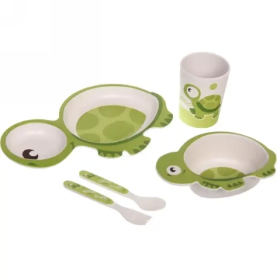 Набор детской посуды из бамбука 5 предметов «Черепашка»