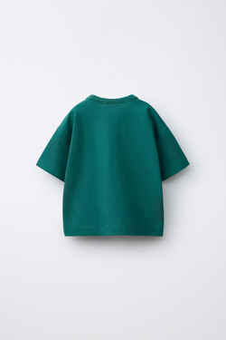 ZARA ФУТБОЛКА С ПИКСЕЛЬНЫМ АНИМАЛИСТИЧЕСКИМ ПРИНТОМ, МЯГКИЙ ЗЕЛЕНЫЙ