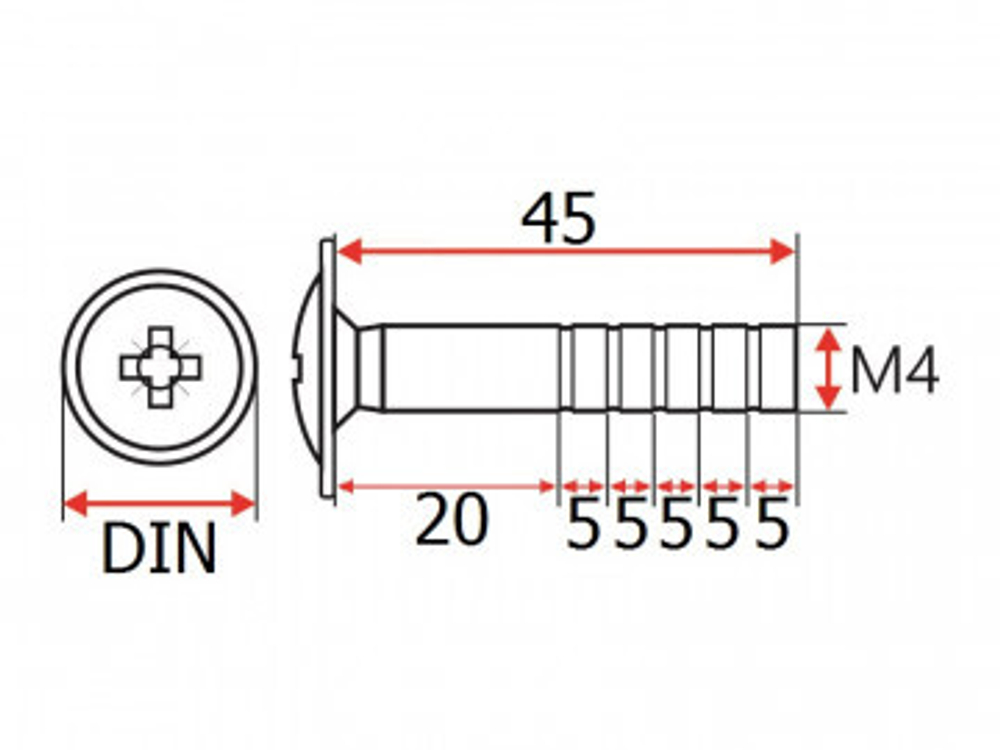 Винт с полукруглой головкой М4х20-45 универсальный DIN967 FRM0830.12/2