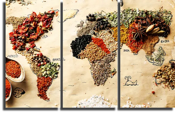 Модульная картина "Карта Специй Мира"