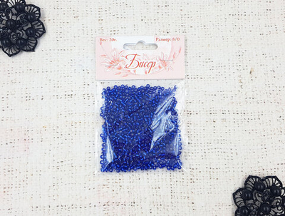 Бисер некалиброванный, 20 гр, размер 8/0, пр-во Китай