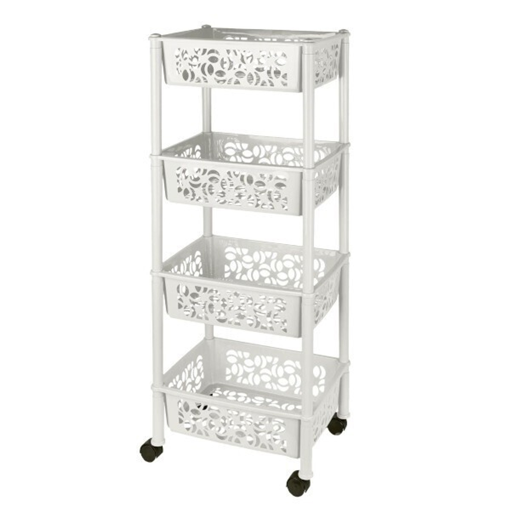 Этажерка Keeplex Light на колесиках четырехсекционная прямоугольная 37х29х93,5см белое облако