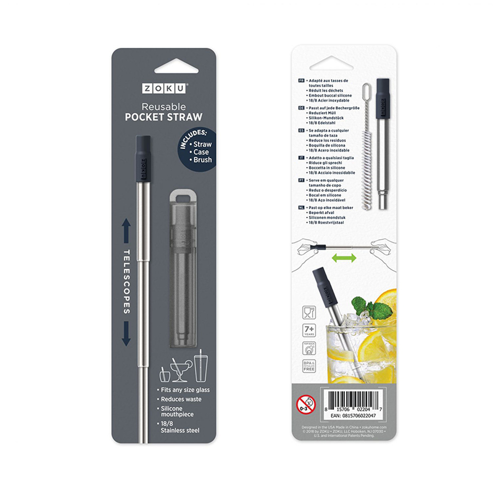 Соломинка из нержавеющей стали серая